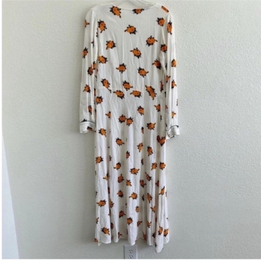 Ganni Roseburg Floral Crepe Midi Wrap Dress Vanilla Ice - Picture 8 of 11